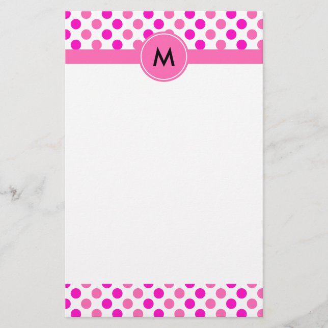 Papelería Puntos monogramados de polka rosa (Anverso)