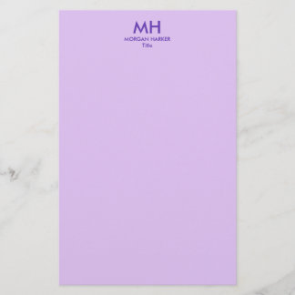 Papelería Purple Lilac Minimal Clean Initials