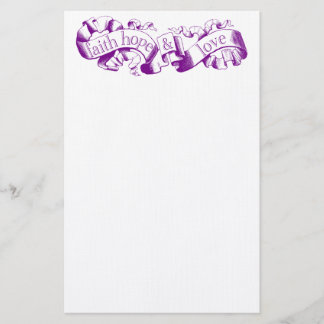 Papelería Purple Scroll 1 Corinthians 13 Stationery Boda