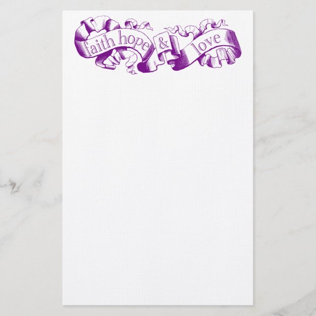 Papelería Purple Scroll 1 Corinthians 13 Stationery Boda (Anverso)