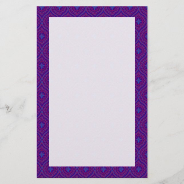 Papelería Púrpura, azul Traditonal Ogee Pattern (Anverso)