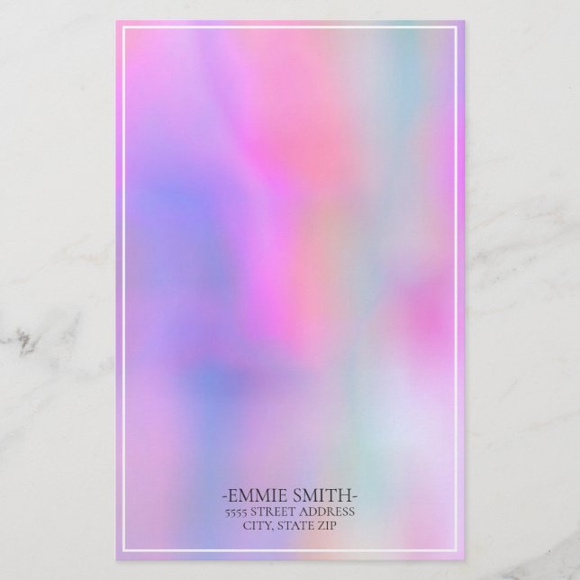 Papelería Púrpura rosa color de agua personalizado (Anverso)