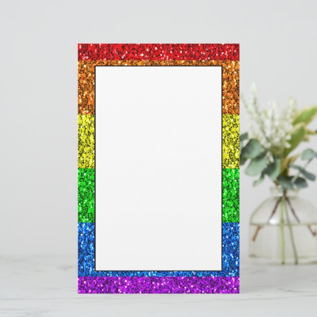 Papelería PURPURINA arcoíris vibrante de la bandera LGBT des (Anverso de pie)