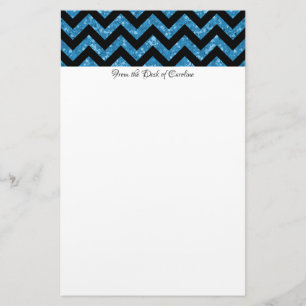 Papelería Purpurina azul Chevron Stationery
