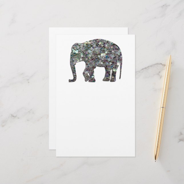 Papelería Purpurina elefante de mosaico de plata espárrago (Anverso/Reverso In Situ)