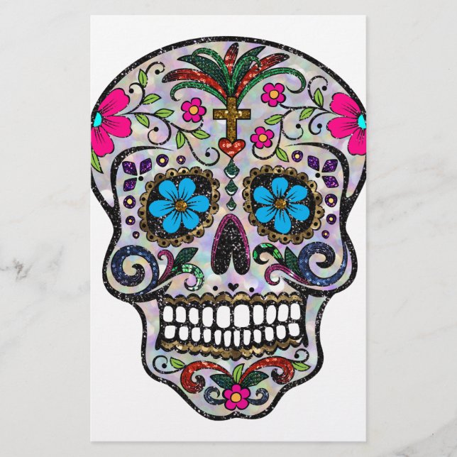 Papelería purpurina Sugar Skull (Anverso)
