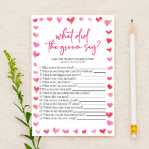 Papelería ¿Qué dijo el novio? Juego de Despedida de Soltera