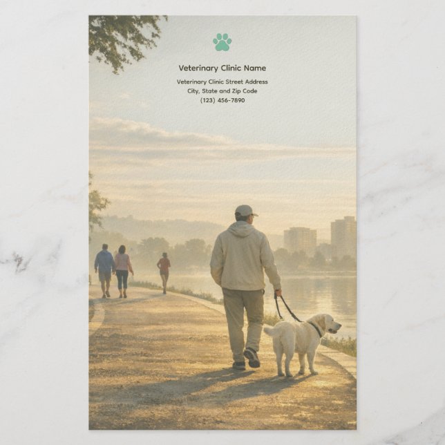 Papelería Quiet Morning Walk – Veterinary Clinic Stationery  (Anverso)
