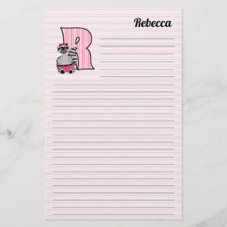 Papelería Raccoon rosado Mongrama letra R con nombre en líne