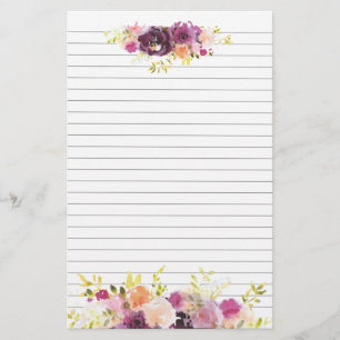 Papelería Racimos de flores púrpuras top y parte inferior