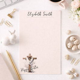 Papelería Radiant Easter Cross with Floral Accents