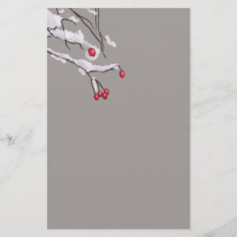 Papelería Ramas de las bayas del invierno cubiertas en nieve