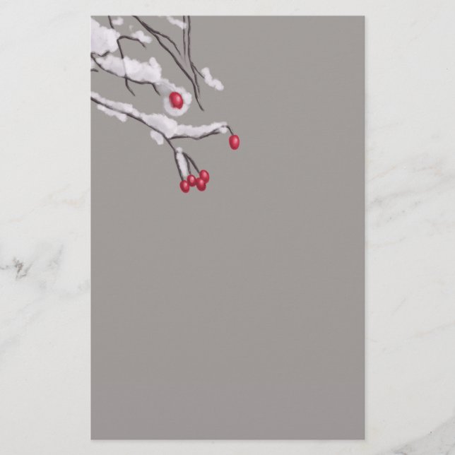 Papelería Ramas de las bayas del invierno cubiertas en nieve (Anverso)