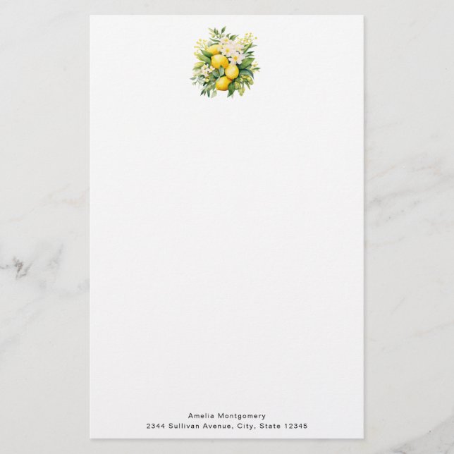 Papelería Ramo de limón con flores blancas (Anverso)