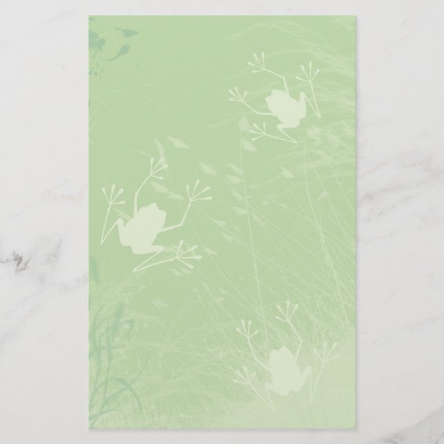 Papelería Ranas en los efectos de escritorio de la hierba (Anverso)