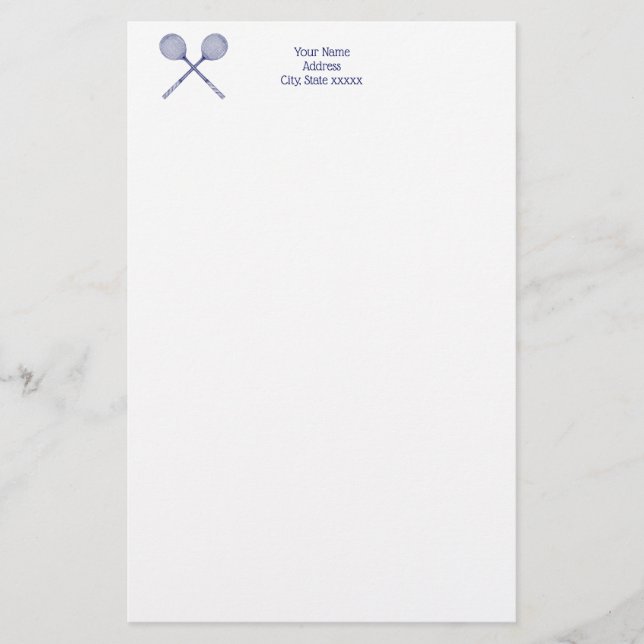 Papelería Raquetas de squash cruzadas azules (Anverso)