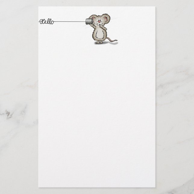 Papelería Ratón lindo con un teléfono de la poder por (Anverso)
