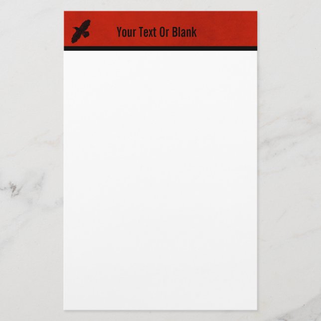 Papelería Raven en rojo (Anverso)
