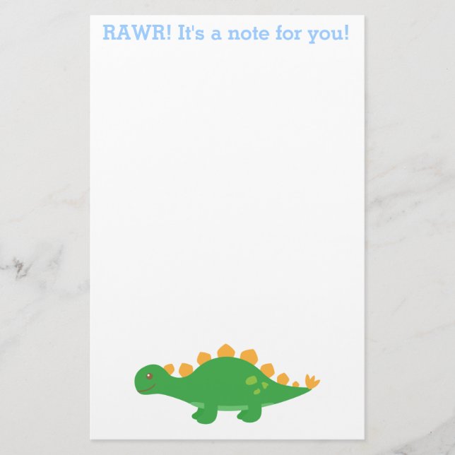 Papelería Rawr, adorable Stegosaurus dinosaur verde (Anverso)