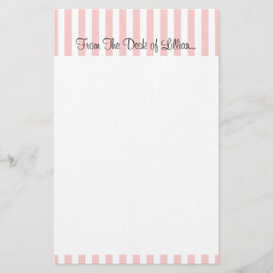 Papelería Raya rosada y blanca personal, adaptable