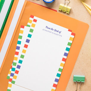 Papelería Rayas retro coloridas del escritorio de