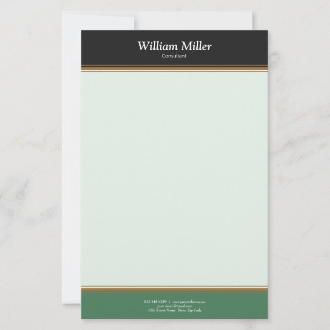 Papelería Rayas verdes verdes Minimalistas modernas (Anverso)