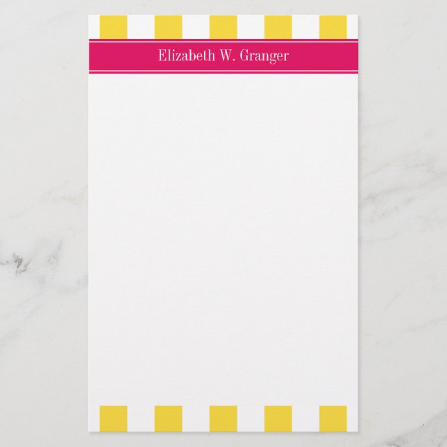 Papelería Rayas XL blancas de piña, Monograma nombre frambue (Anverso)