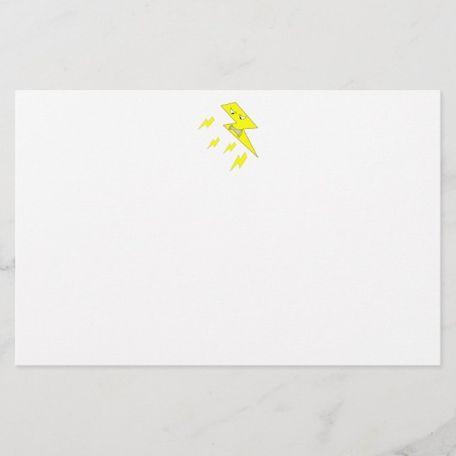 Papelería Rayo enojado. Amarillo en blanco (Anverso)