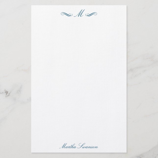 Papelería Real Elegante Marina de Lujo Azul Personalizado (Anverso)