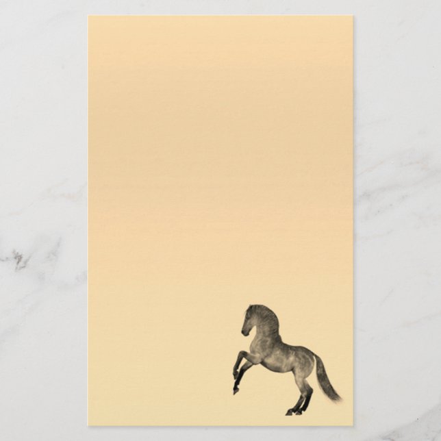 Papelería Rearing Buckskin Horse Pastel Stationery (Anverso)
