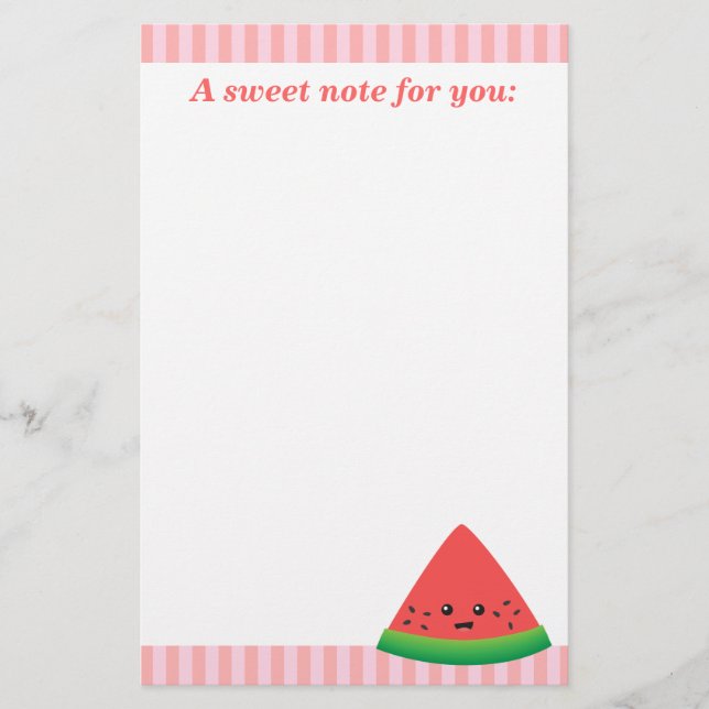 Papelería Rebanada de Sandía Adorable (Anverso)