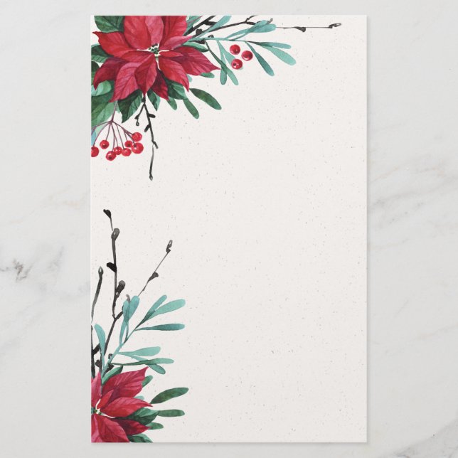 Papelería Red Poinsettia Elegante Stationery (Anverso)