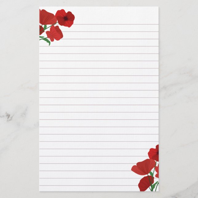 Papelería Red Poppies Llenados (Anverso)
