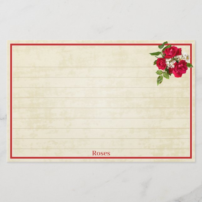 Papelería Red Rose Bouquet Floral Photography Cream BG (Anverso)