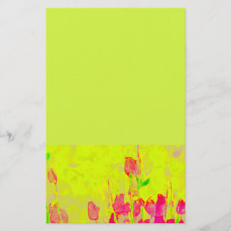 Papelería Red Tulips Border Yellow Green Stationery