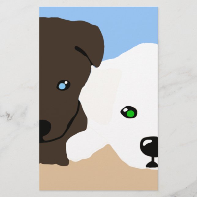 Papelería Regalos de arte de cachorros de Labrador blanco y  (Anverso)