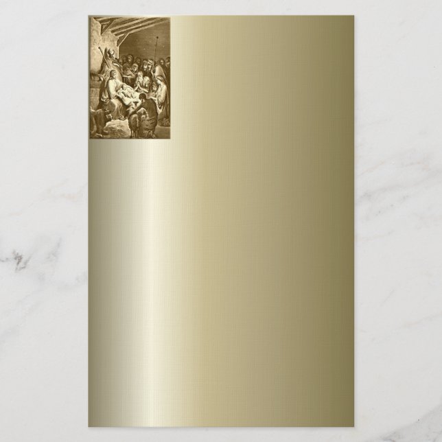 Papelería Regalos de la escena de la Natividad para Navidade (Anverso)