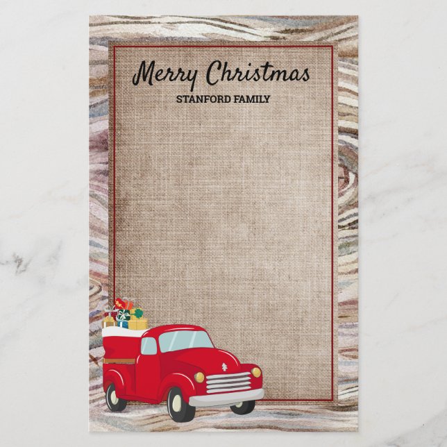 Papelería Regalos de Navidad de Camión Rojo de Madera Rústic (Anverso)