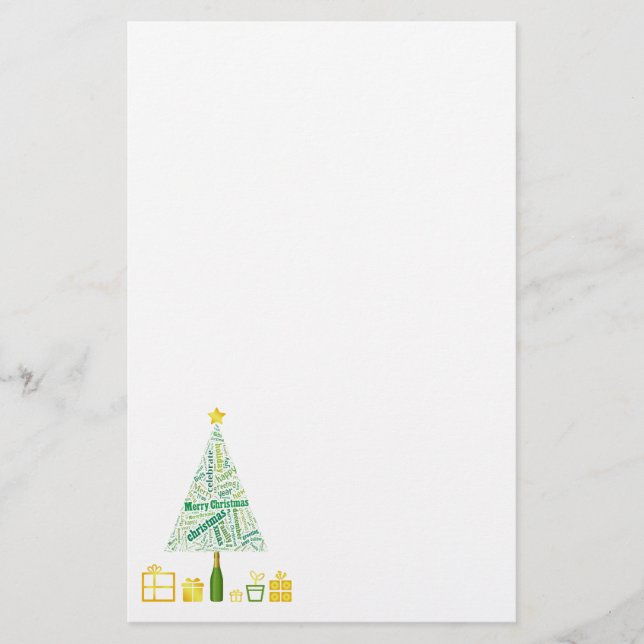 Papelería Regalos verde árbol de Navidad (Anverso)