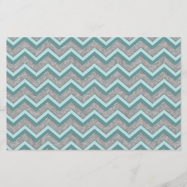 Papelería Relieve metalizado plateado y ZigZag Verde azulado (Anverso)