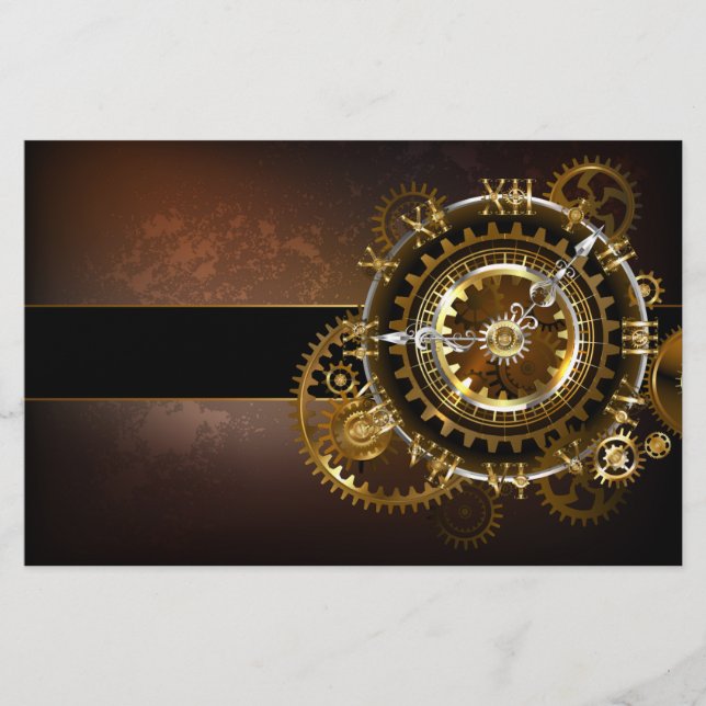 Papelería Reloj de vapor con engranajes antiguos (Anverso)