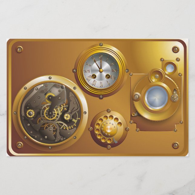 Papelería Reloj Steampunk (Anverso)