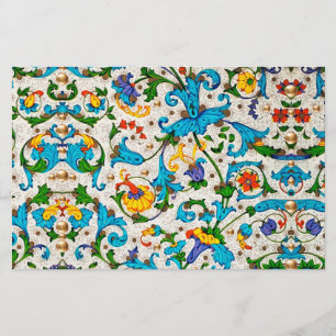 PAPELERÍA REMOLINOS FLORALES AZULES DEL RENACIMIENTO FLORENT
