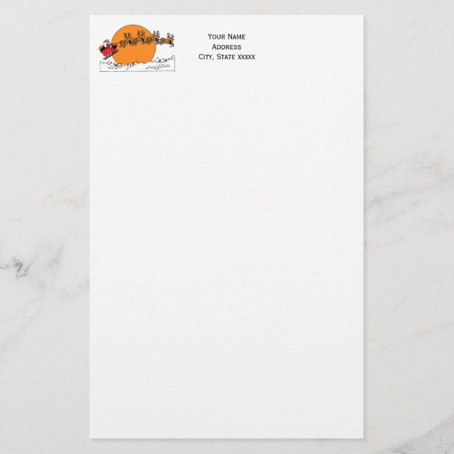 Papelería Reno de Santa por luna de pueblo cubierta de nieve (Anverso)