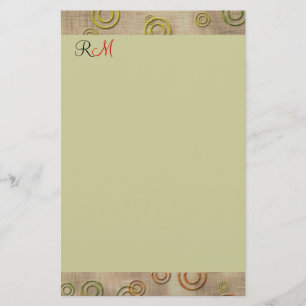 Papelería Resumen Círculos Monogramados Estacionario-Mint V