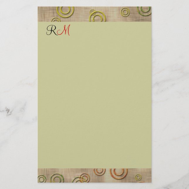 Papelería Resumen Círculos Monogramados Estacionario-Mint Ve (Anverso)