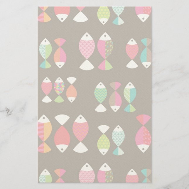 Papelería Resumen del patrón submarino de peces retro 2 (Anverso)