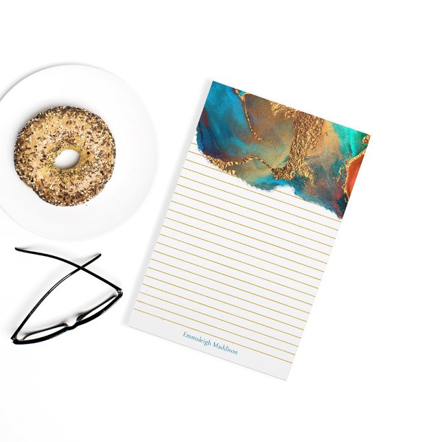 Papelería Resumen místico Verde azulado Monograma dorado (Subido por el creador)