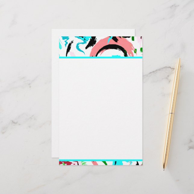 Papelería Resumen rosa y acuático (Anverso/Reverso In Situ)