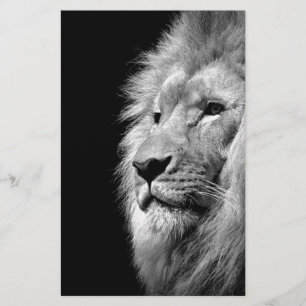 Papelería Retrato de León Blanco y Negro - Fotografía de Ani